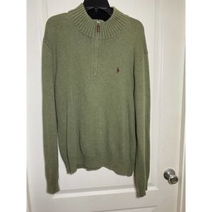 Ralph Lauren Polo Sweater Adult Extra Large Green Quarter Zip Casual Mens